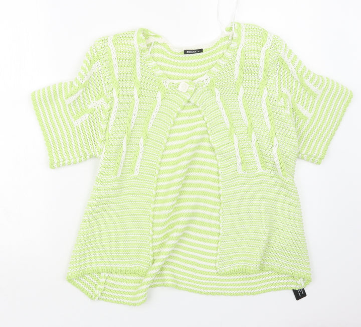 Roman Womens Green Knit Cardigan Jumper Size 14