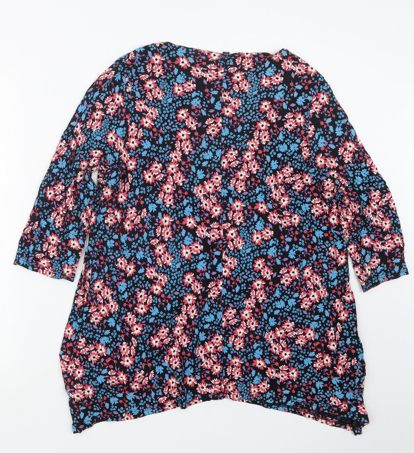 Preworn Womens Blue Floral  Basic Blouse Size 16