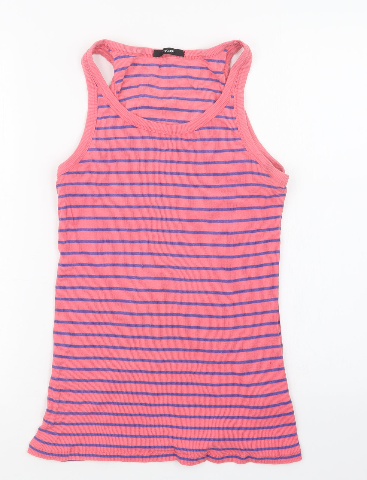 George Womens Pink Striped  Basic Tank Size 16