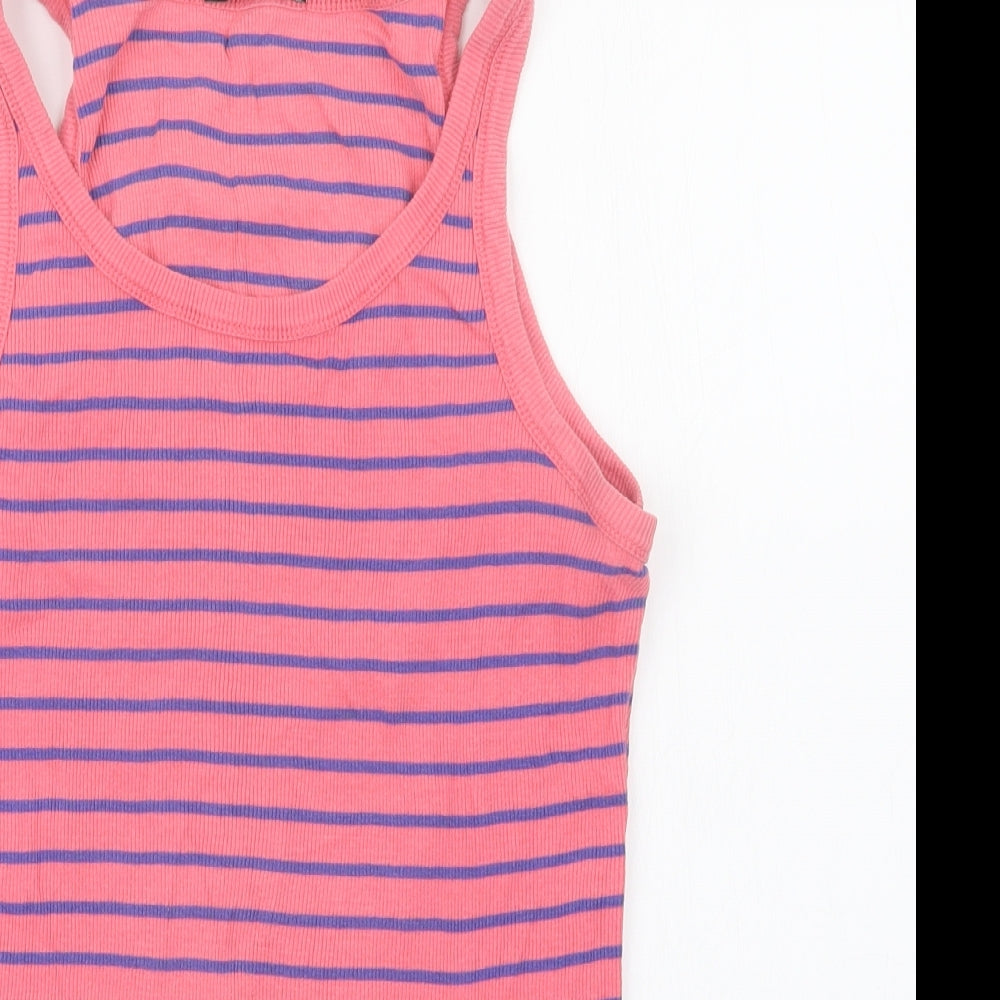 George Womens Pink Striped  Basic Tank Size 16