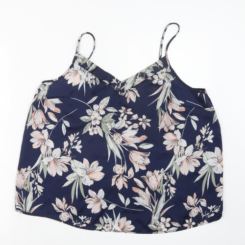 Love to Lounge Womens Blue Floral  Basic Tank Size 14