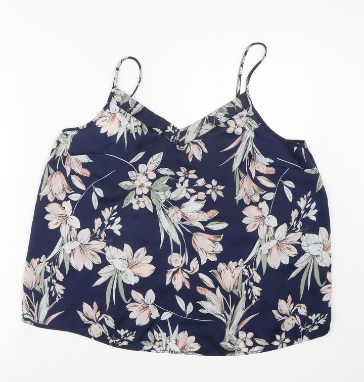 Love to Lounge Womens Blue Floral  Basic Tank Size 14