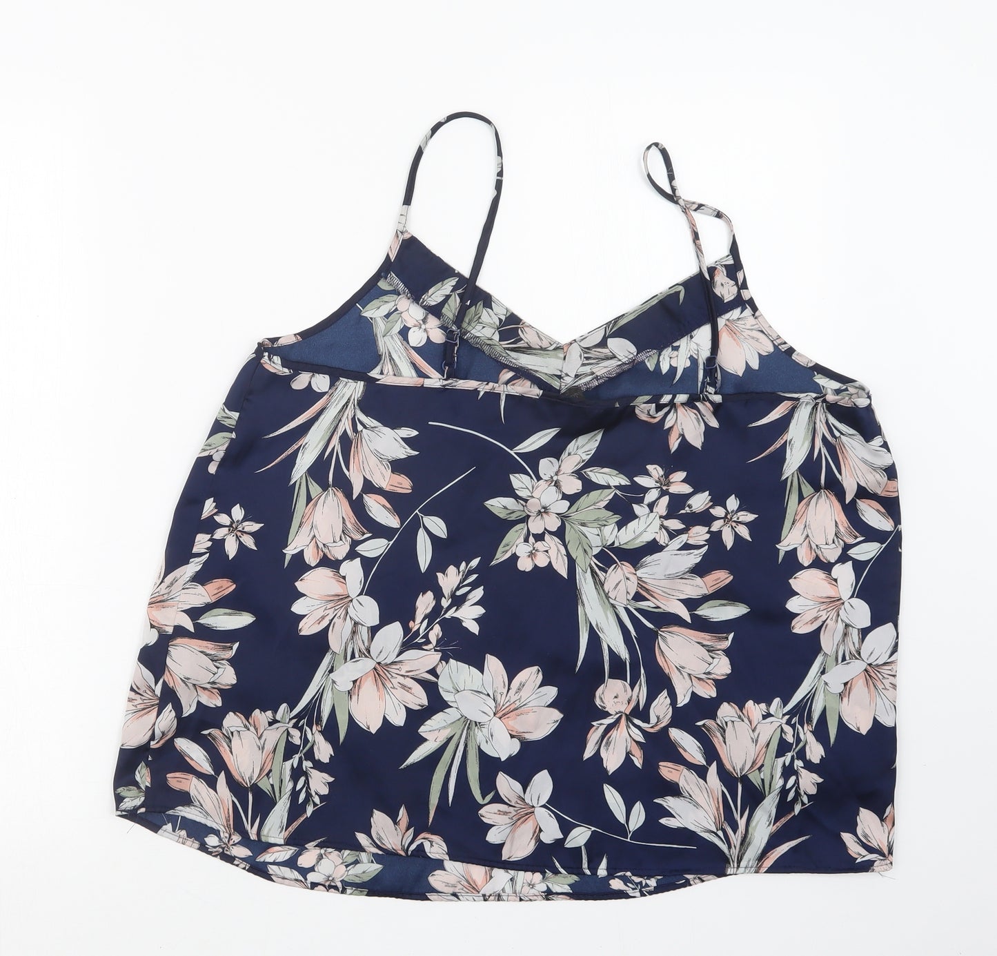 Love to Lounge Womens Blue Floral  Basic Tank Size 14