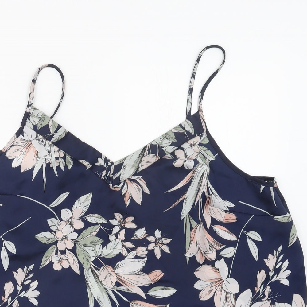 Love to Lounge Womens Blue Floral  Basic Tank Size 14
