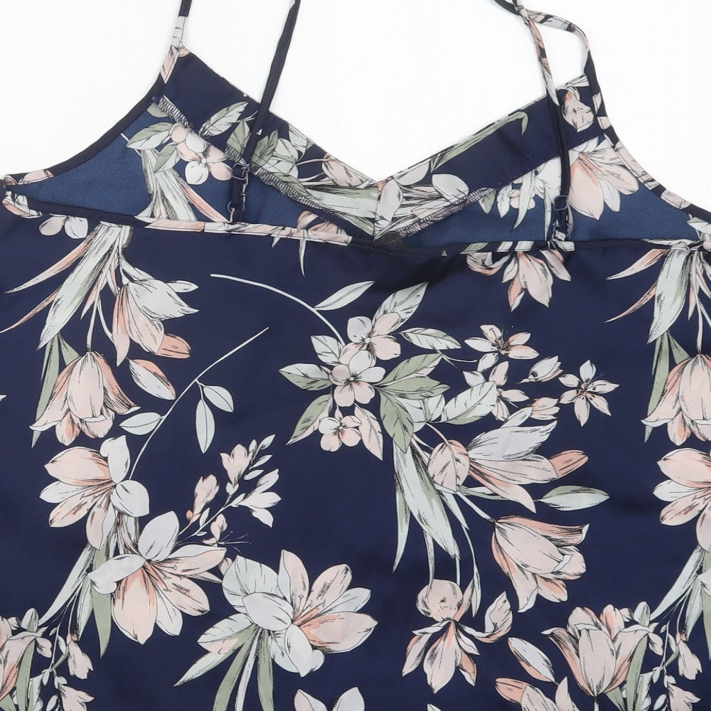 Love to Lounge Womens Blue Floral  Basic Tank Size 14