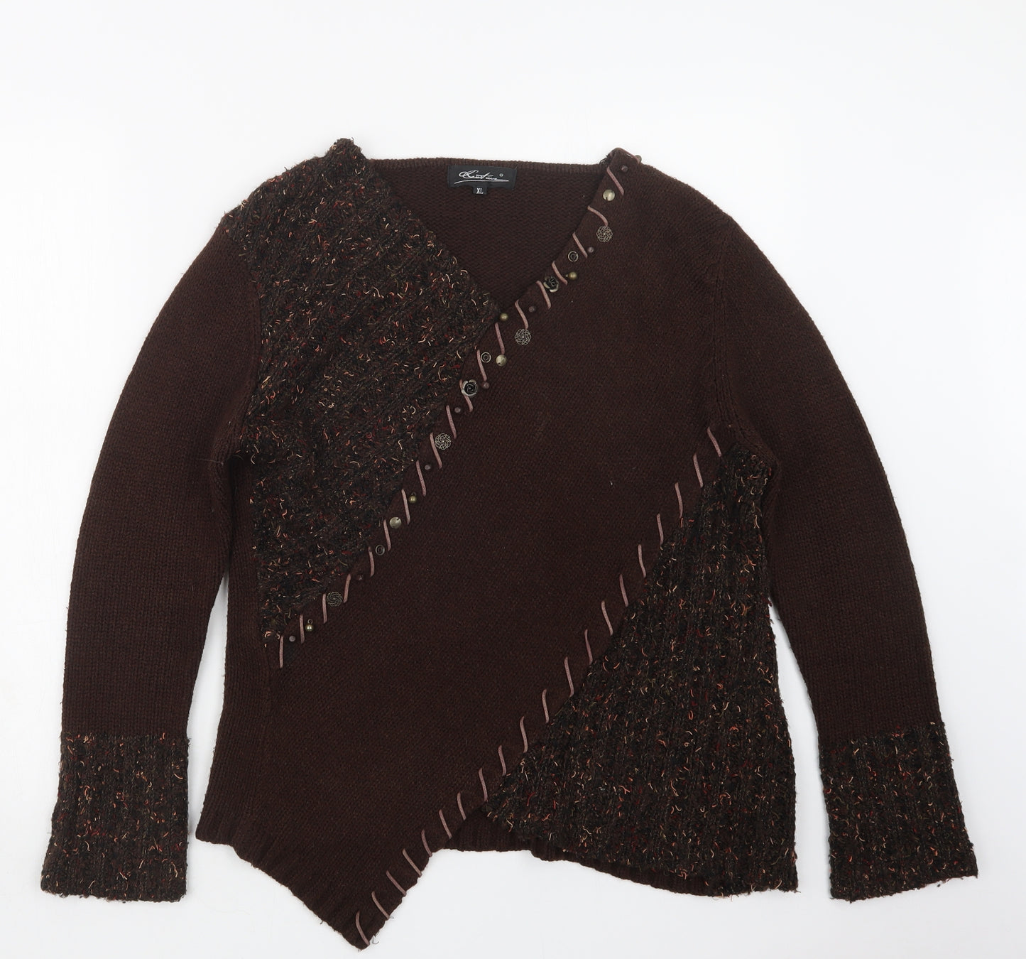 Couture Womens Brown  Knit Pullover Jumper Size XL