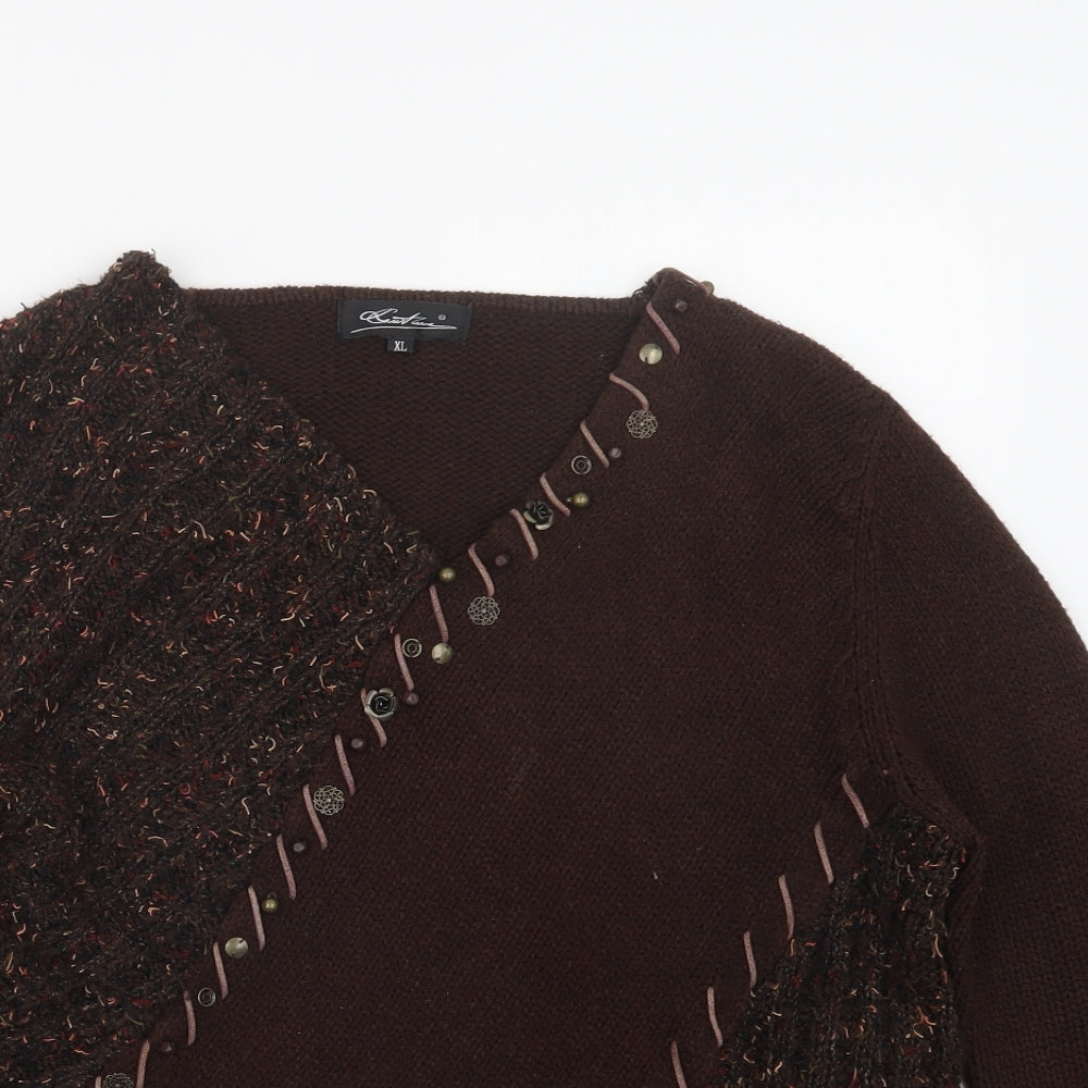Couture Womens Brown  Knit Pullover Jumper Size XL