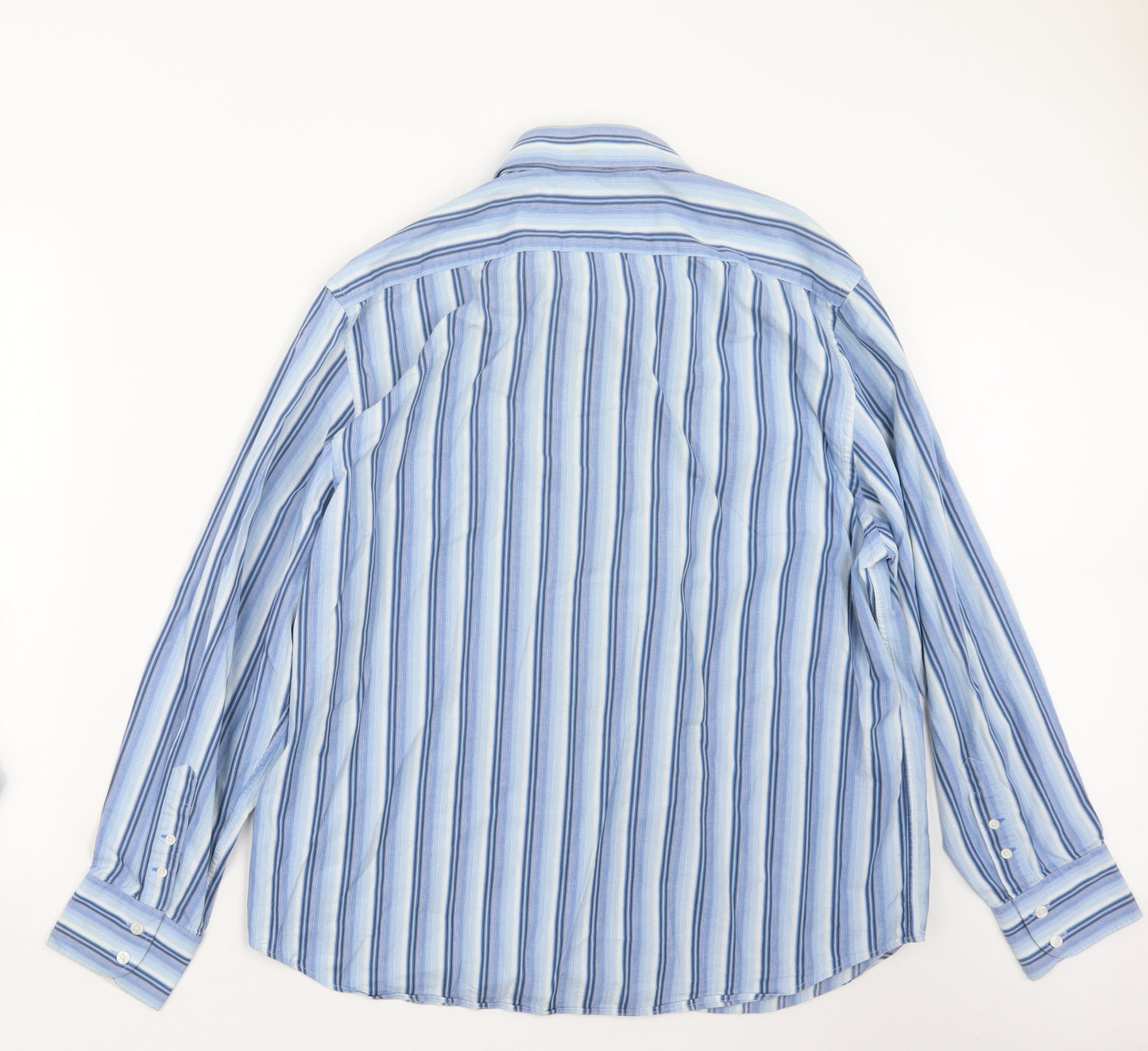 French Connection Mens Blue Striped   Button-Up Size 2XL