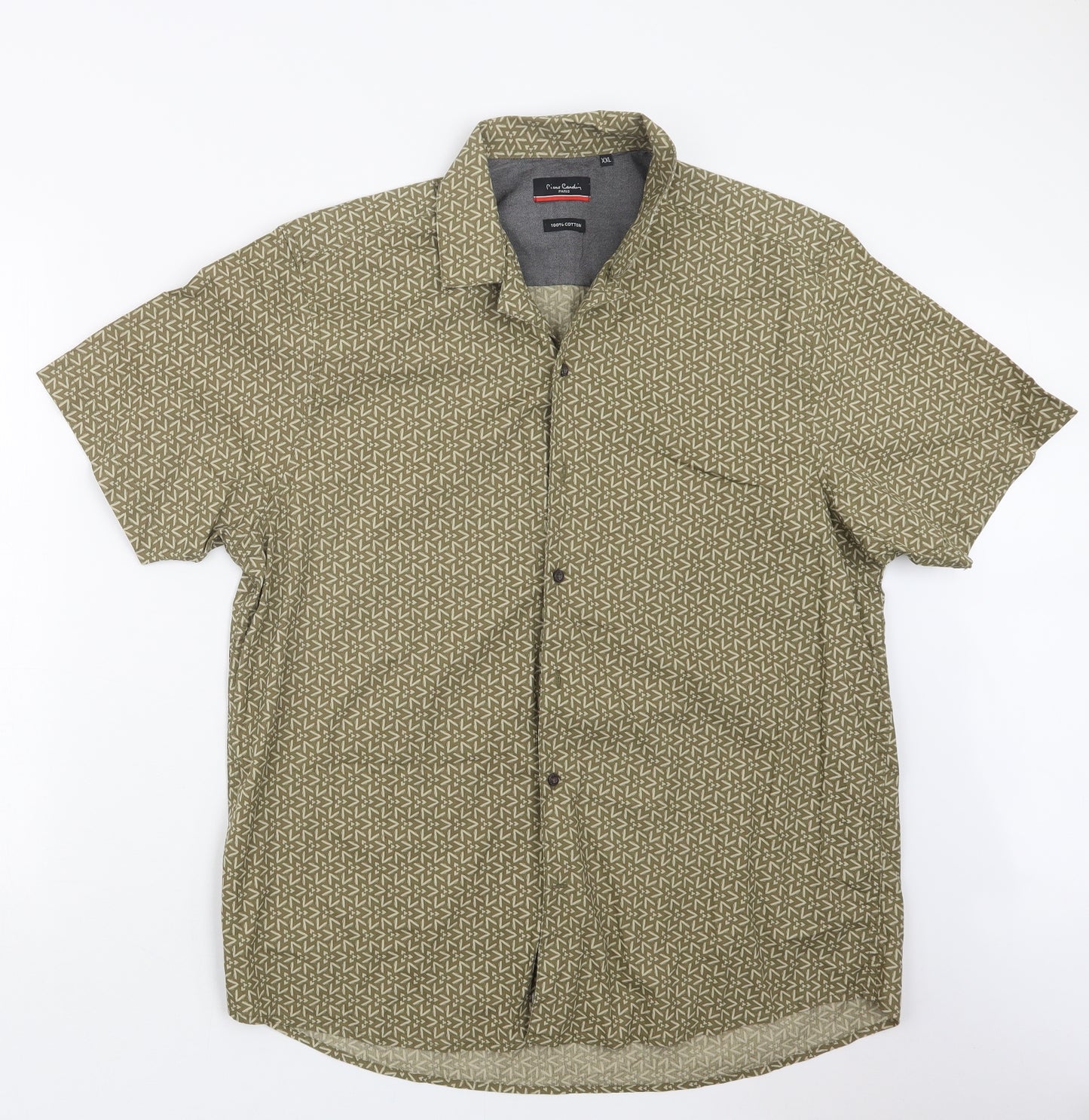 Pierre Cardin Mens Brown Geometric   Button-Up Size 2XL