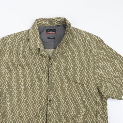 Pierre Cardin Mens Brown Geometric   Button-Up Size 2XL