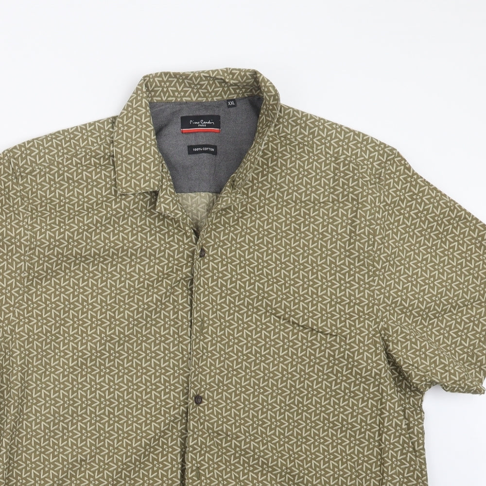 Pierre Cardin Mens Brown Geometric   Button-Up Size 2XL