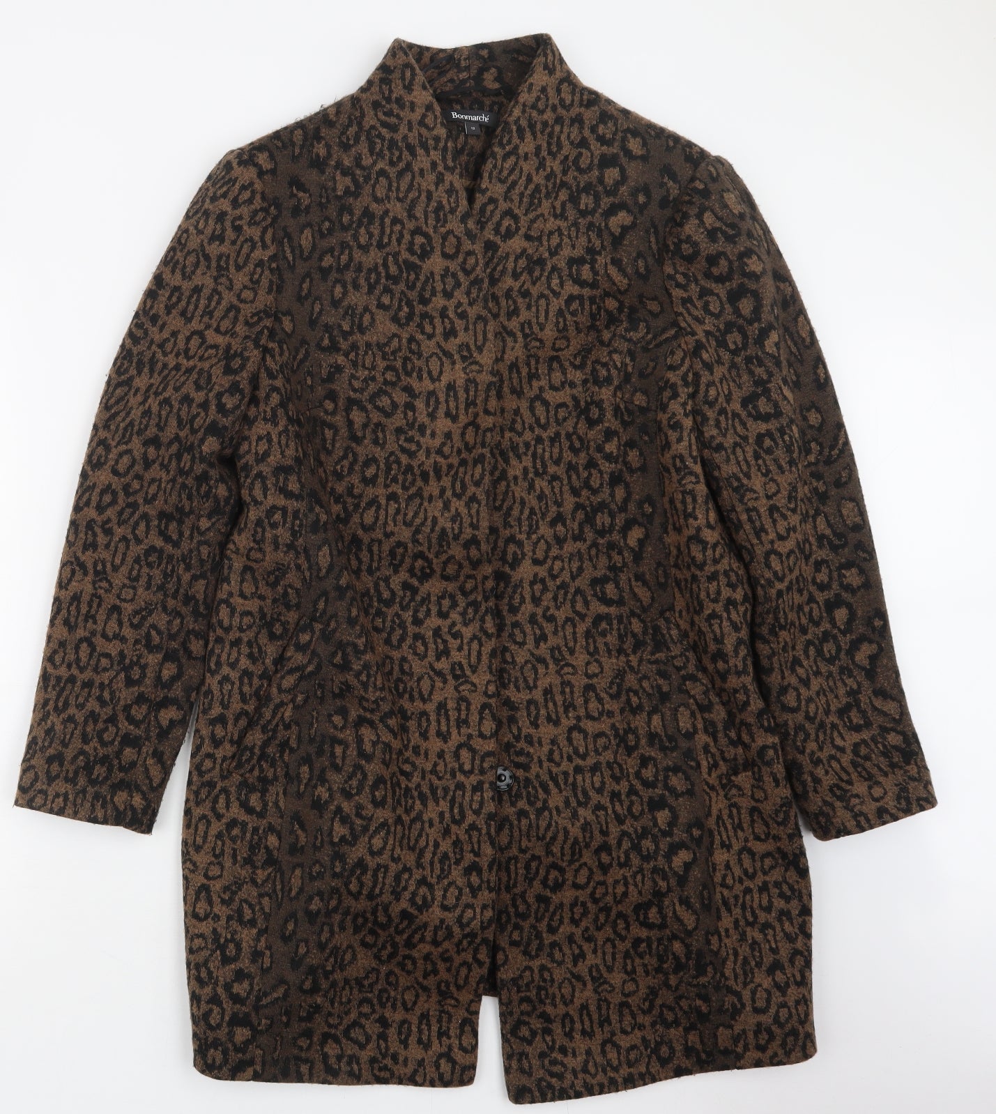 Bonmarché Womens Brown Animal Print  Pea Coat Coat Size 12