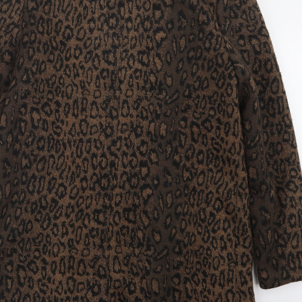Bonmarché Womens Brown Animal Print  Pea Coat Coat Size 12