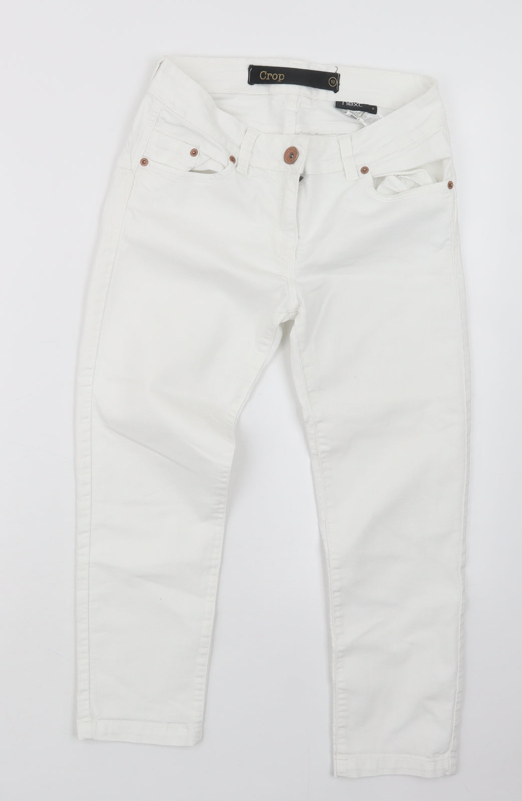 NEXT Womens White  Denim Cropped Jeans Size 10 L21.5 in