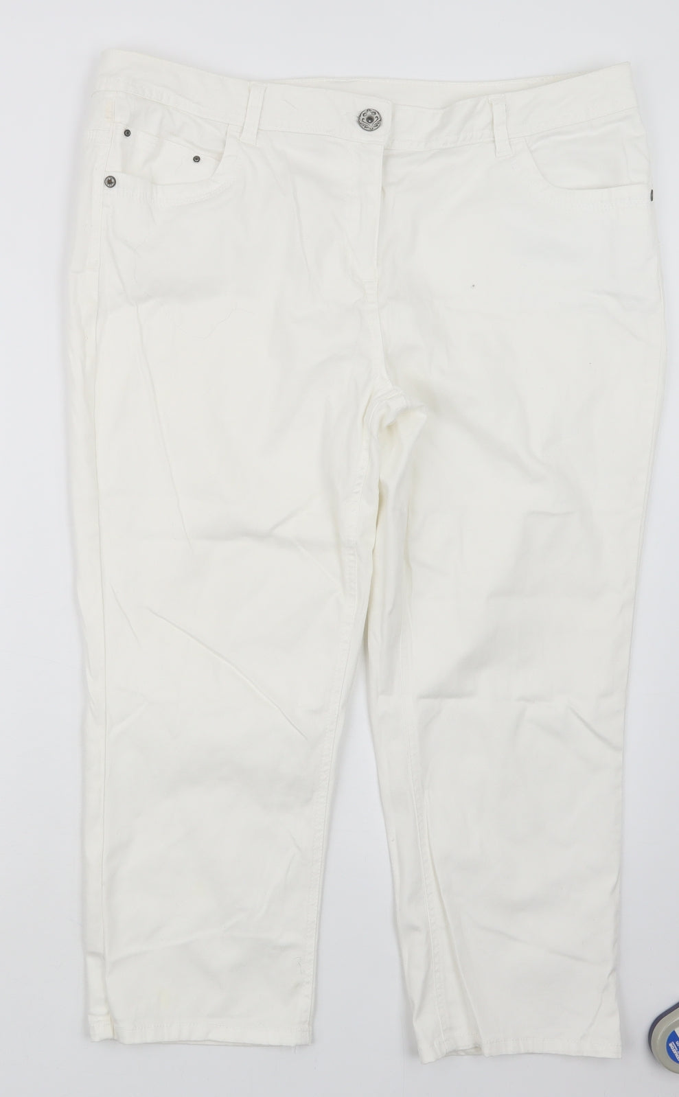 George Womens White  Denim Cropped Jeans Size 18 L23 in