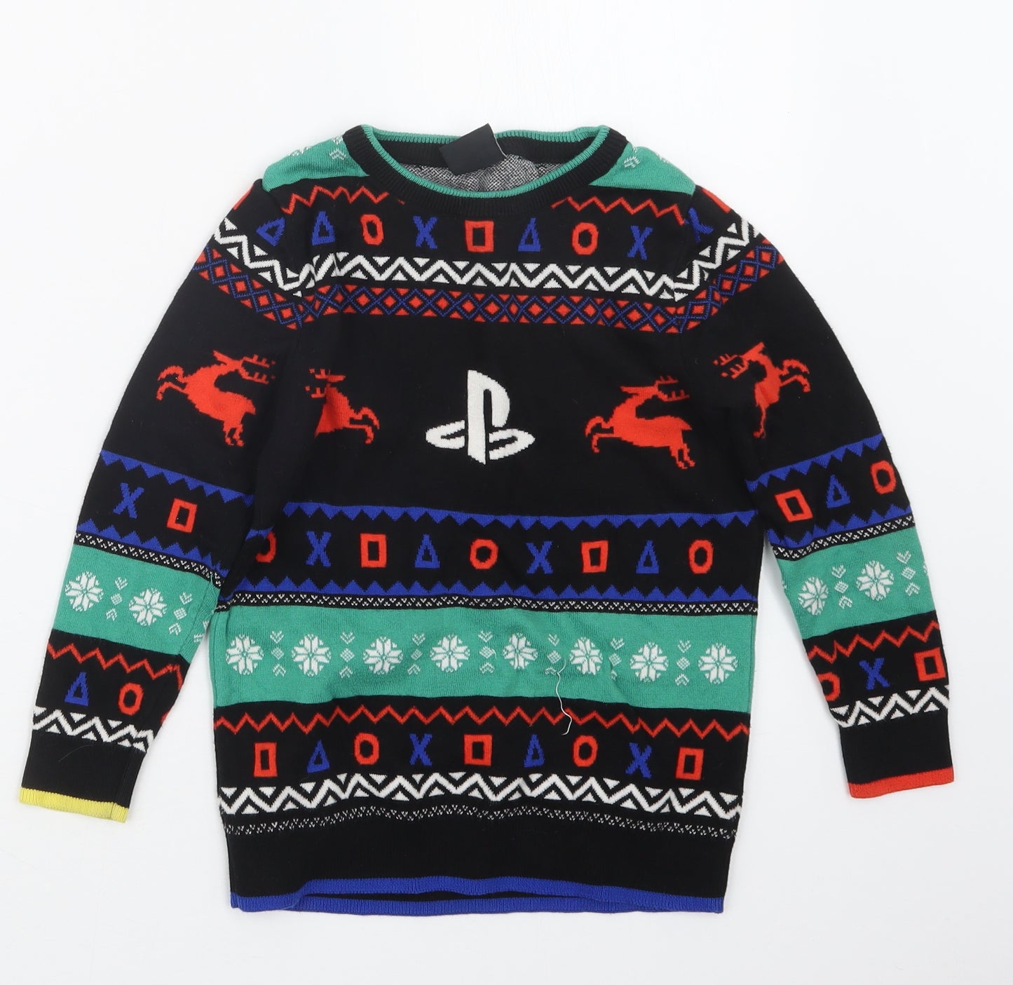 George Boys Black Geometric  Pullover Jumper Size 6-7 Years  - Play Station
