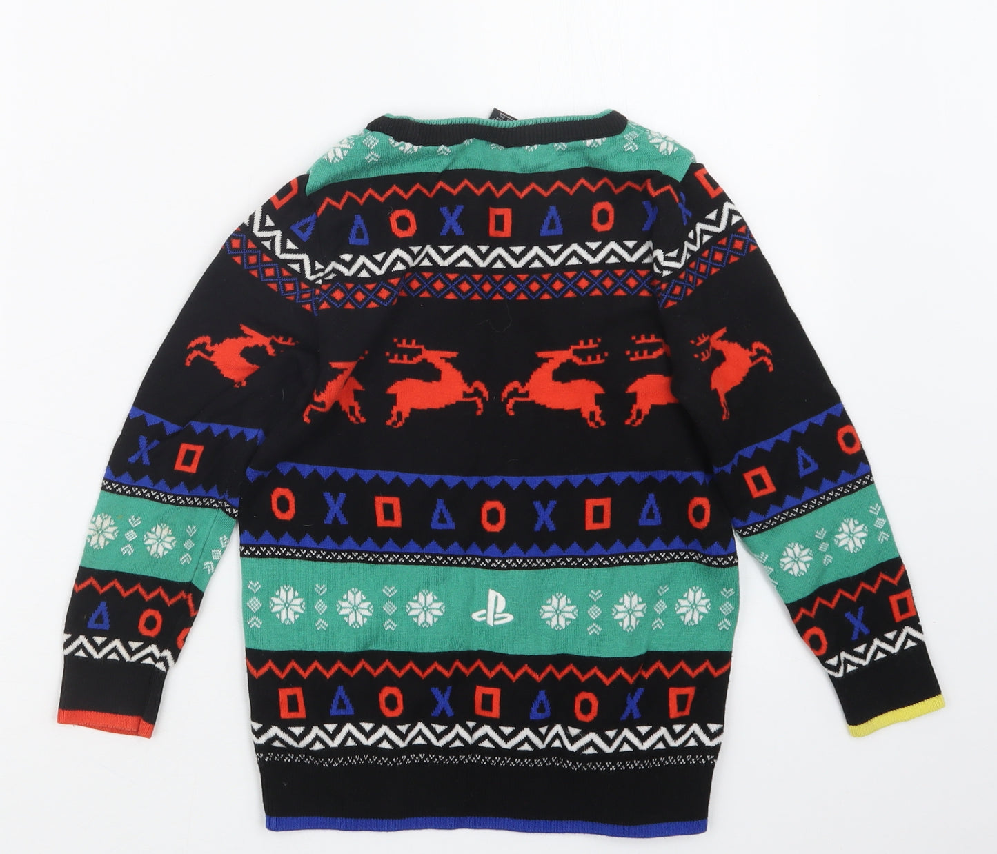 George Boys Black Geometric  Pullover Jumper Size 6-7 Years  - Play Station