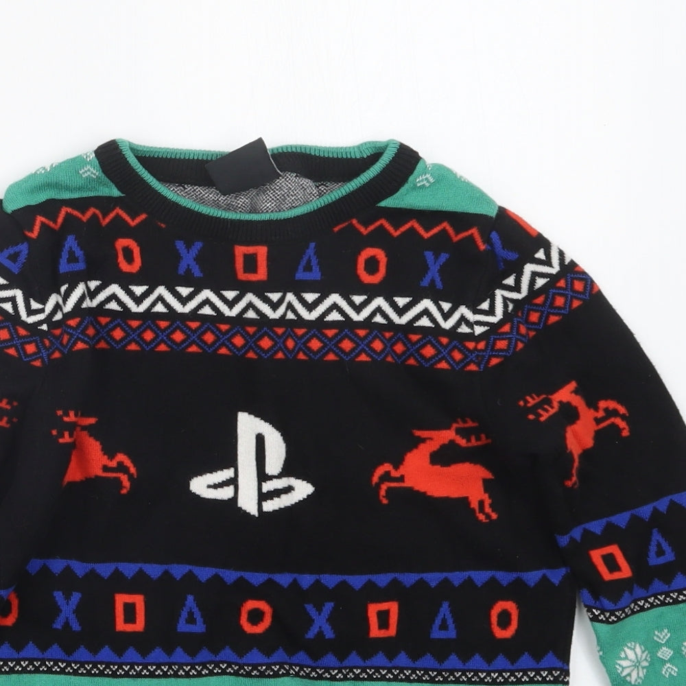George Boys Black Geometric  Pullover Jumper Size 6-7 Years  - Play Station