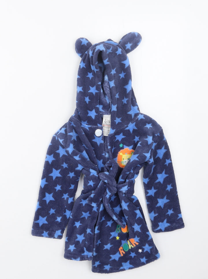 Peacocks Boys Blue Geometric  Babydoll Robe Size 18-24 Months