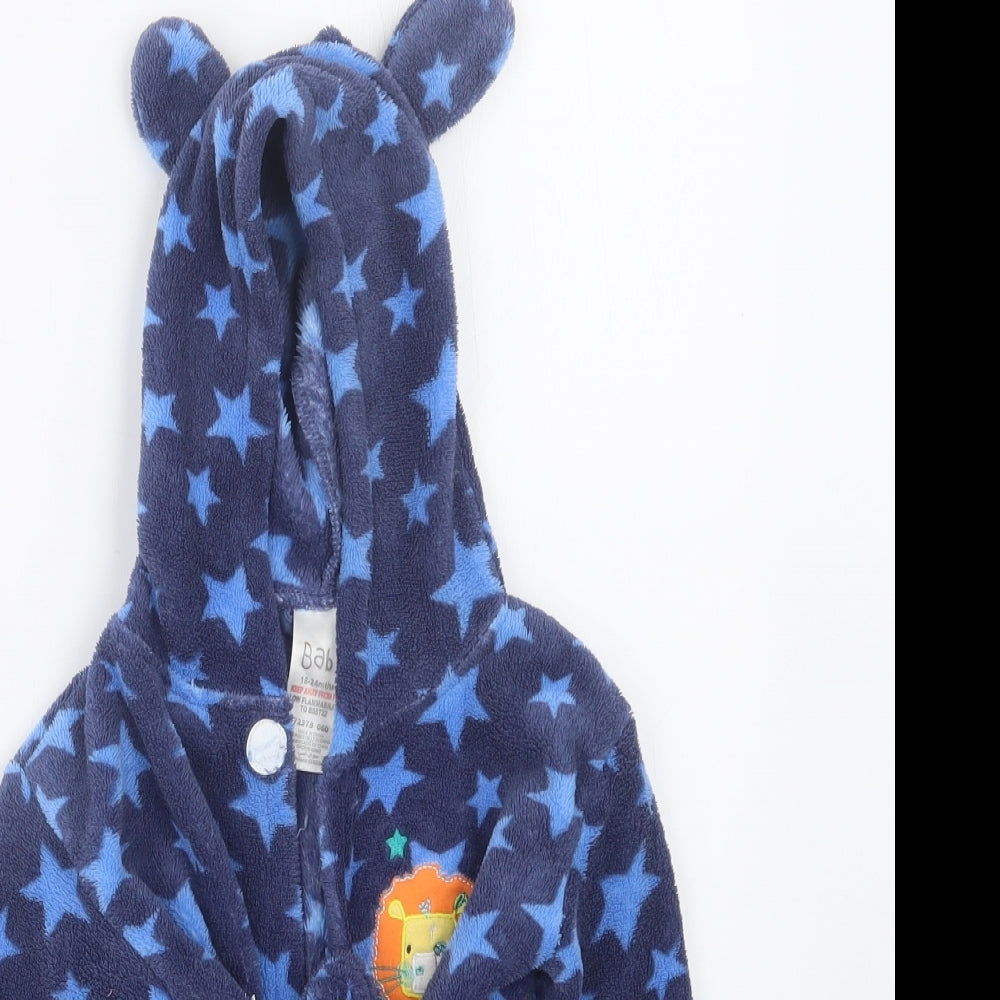 Peacocks Boys Blue Geometric  Babydoll Robe Size 18-24 Months