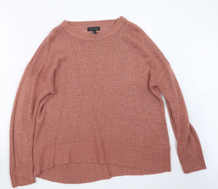 New Look Womens Pink Knit Pullover Jumper Size L