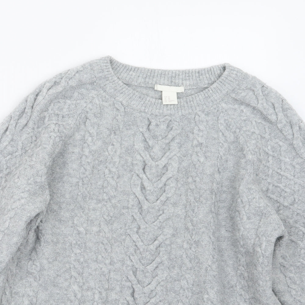 H&M Womens Grey  Knit Pullover Jumper Size XS