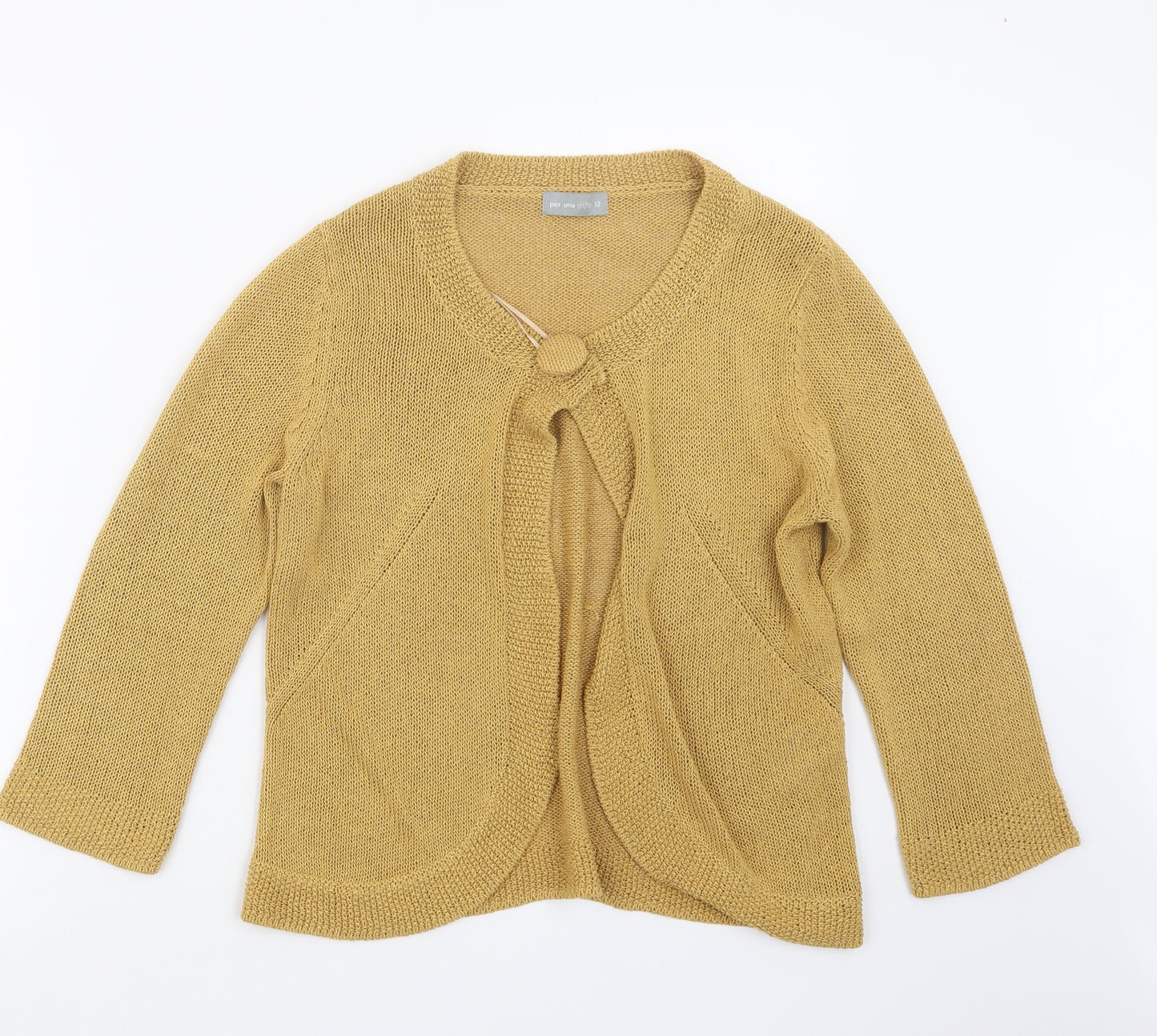 Per Una Womens Yellow  Knit Cardigan Jumper Size 12