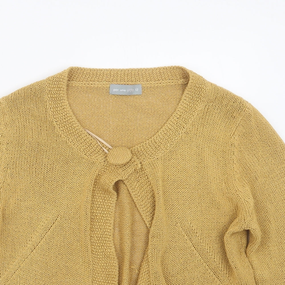 Per Una Womens Yellow  Knit Cardigan Jumper Size 12