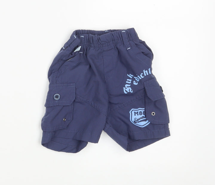 Nursery Time Baby Blue   Cargo Trousers Size 6-9 Months  - Waist 14in; Inside  leg 4in