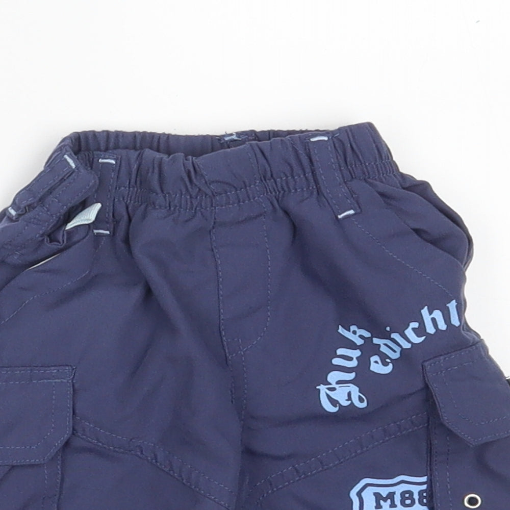 Nursery Time Baby Blue   Cargo Trousers Size 6-9 Months  - Waist 14in; Inside  leg 4in