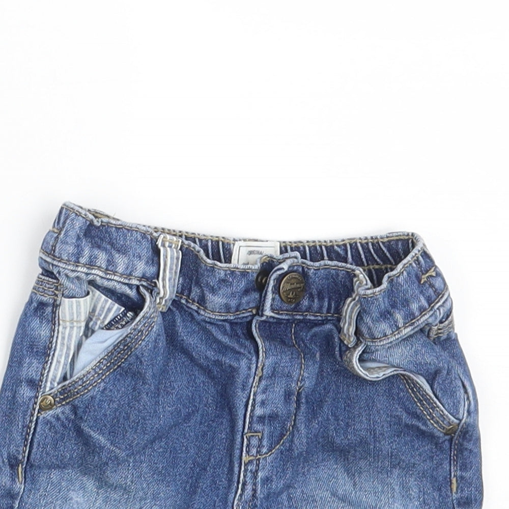 Manataray Baby Blue  Denim Sweatpants Trousers Size 6-9 Months  - Waist 16in; Inside  leg 3in