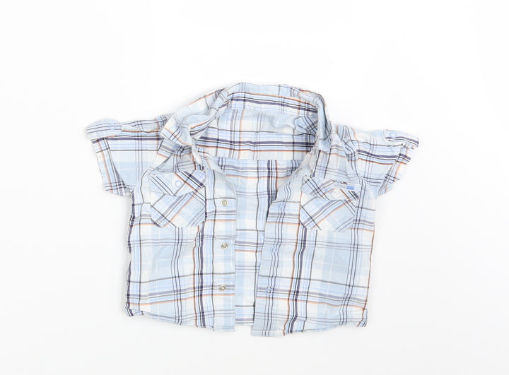 George Boys Blue Check  Basic Button-Up Size 9-12 Months