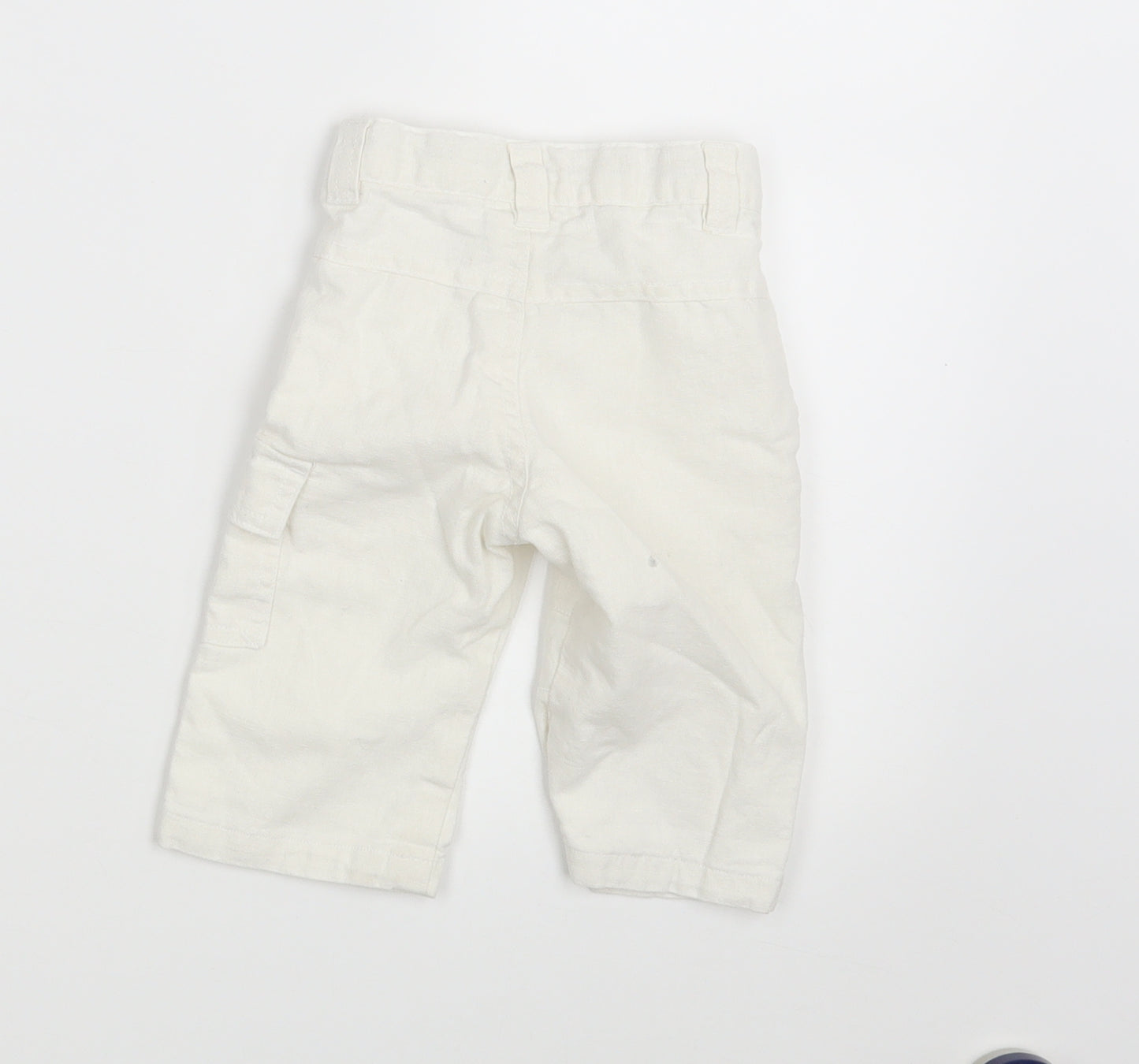 Mila Blue Baby White   Cropped Trousers Size 3-6 Months  - Waist 16in; Inside  leg 7in