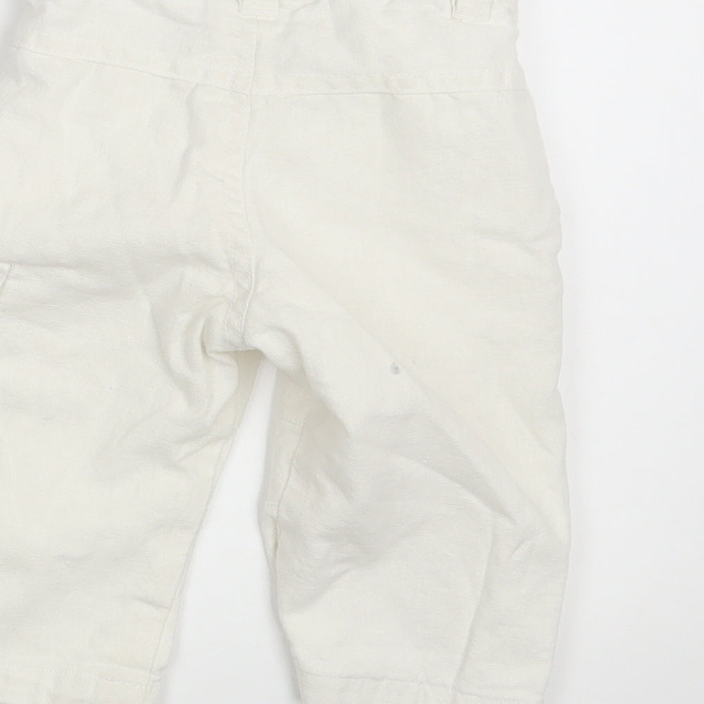 Mila Blue Baby White   Cropped Trousers Size 3-6 Months  - Waist 16in; Inside  leg 7in