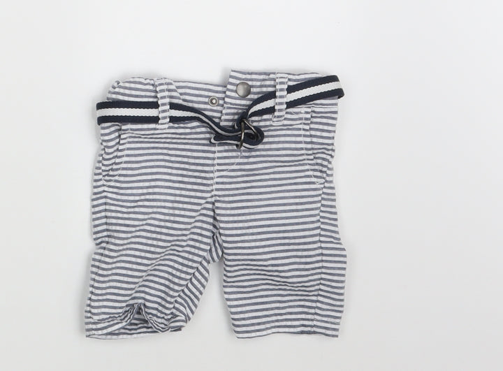 Denim Co.  Baby White Striped  Sweatpants Trousers Size 6-9 Months  - Waist 18in; Inside  leg 4in