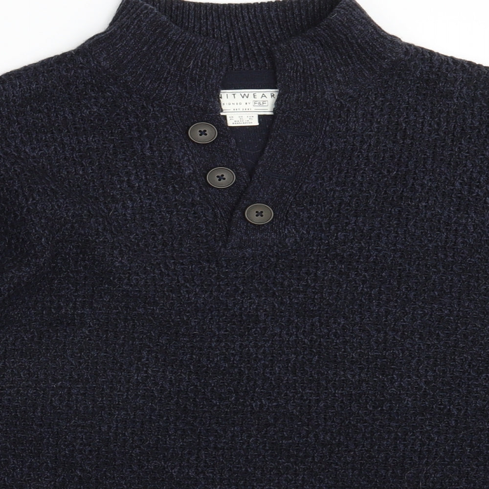 F&F Mens Blue  Knit Pullover Jumper Size XL