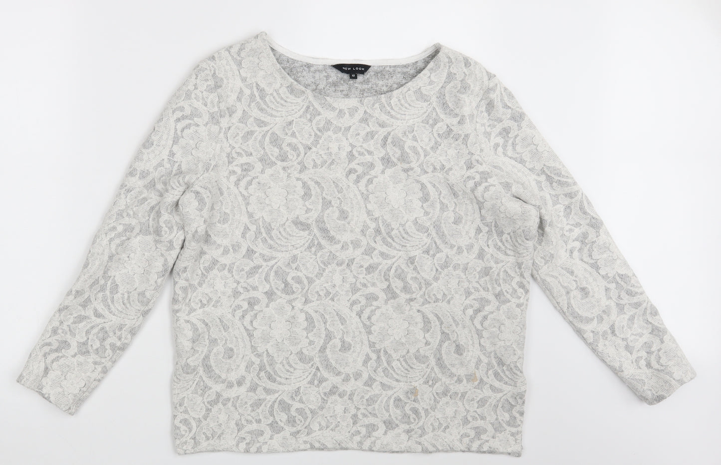 New Look Womens Grey Paisley  Pullover Jumper Size 12