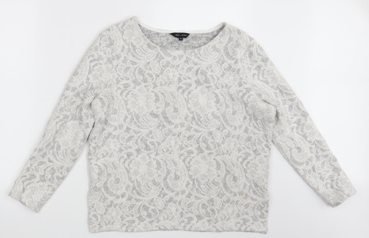 New Look Womens Grey Paisley  Pullover Jumper Size 12