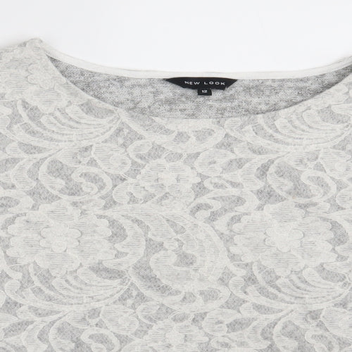 New Look Womens Grey Paisley  Pullover Jumper Size 12