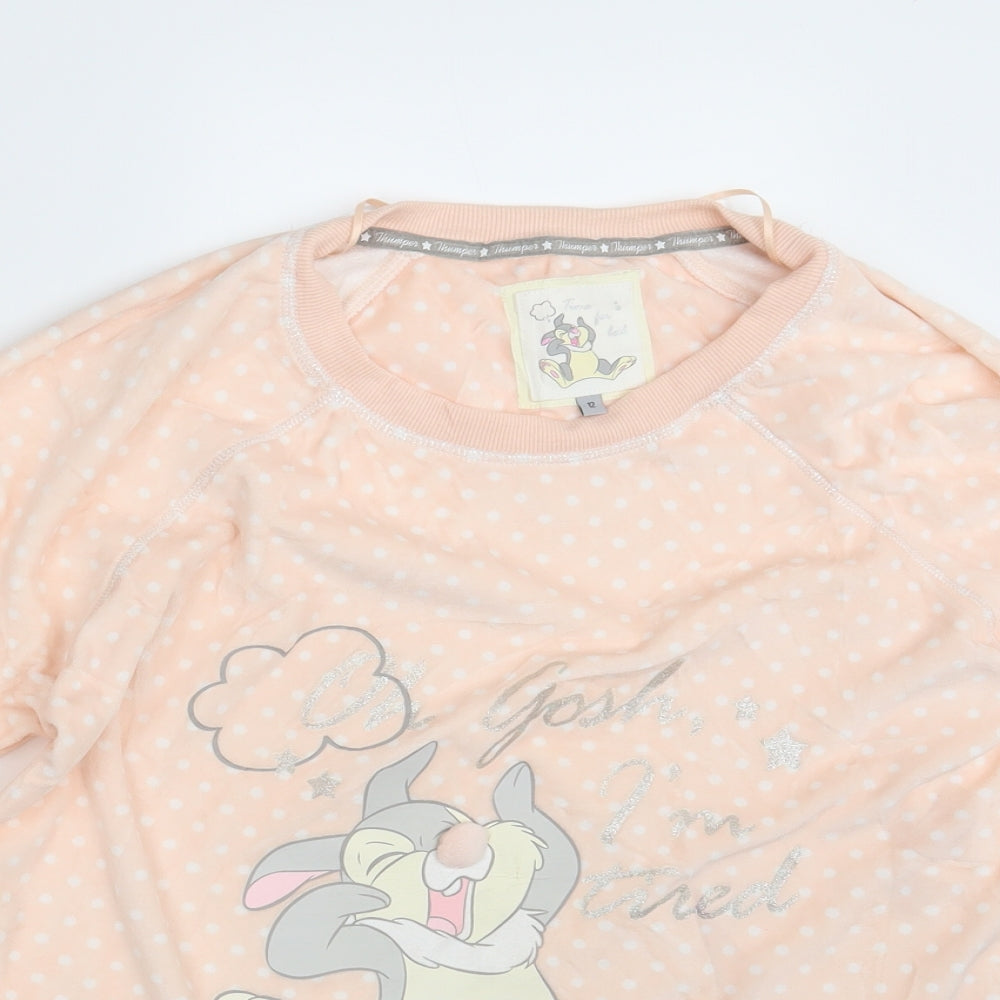 TU Womens Pink Polka Dot  Babydoll Pyjama Top Size 12
