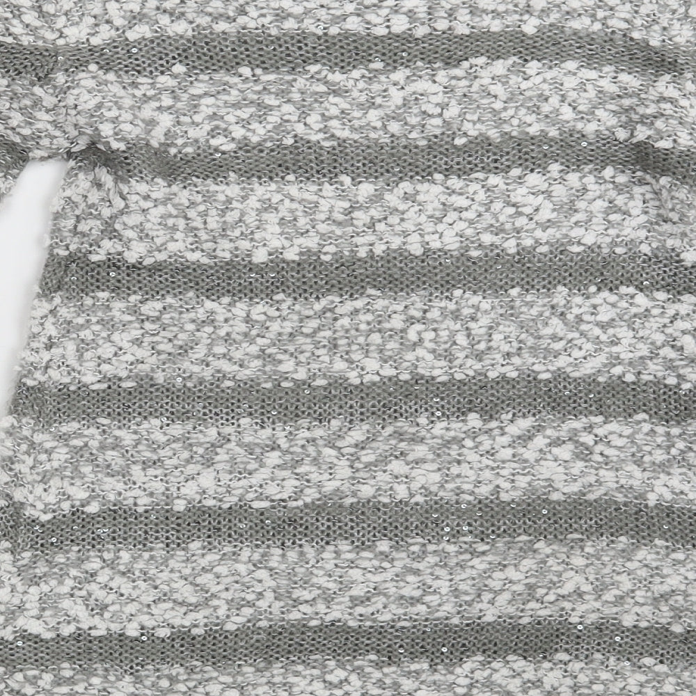 Izabel Womens Grey Striped Knit Pullover Jumper Size 8