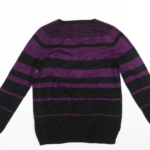 M&S Womens Purple Striped Knit Pullover Jumper Size 10