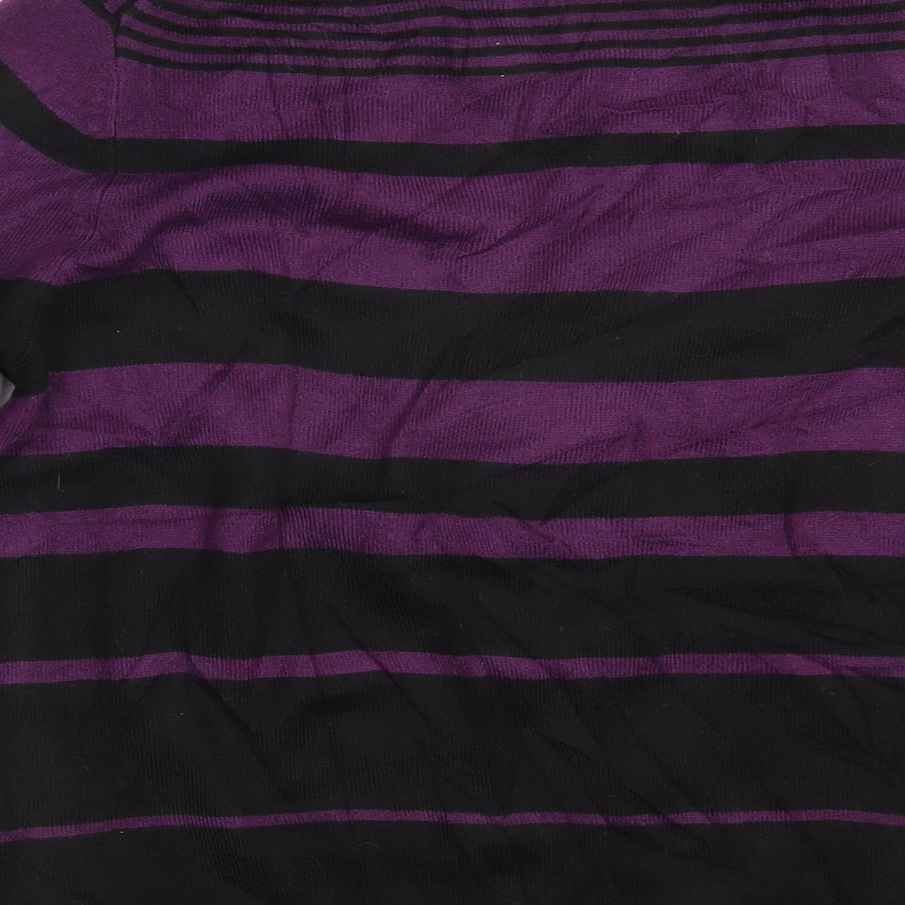 M&S Womens Purple Striped Knit Pullover Jumper Size 10
