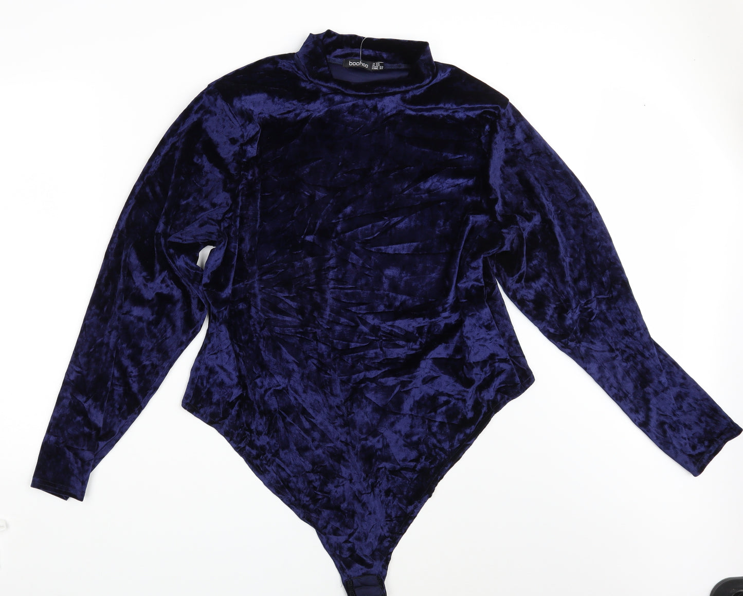 Boohoo Womens Blue  Velvet Bodysuit One-Piece Size 26