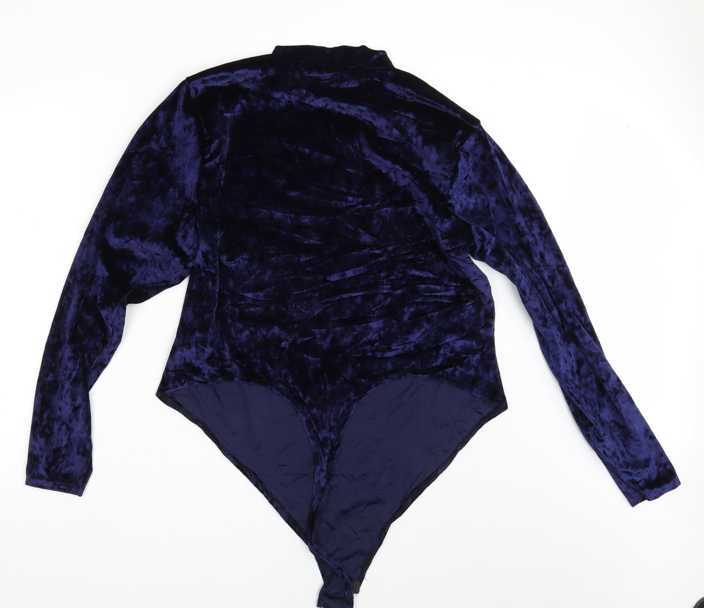Boohoo Womens Blue  Velvet Bodysuit One-Piece Size 26