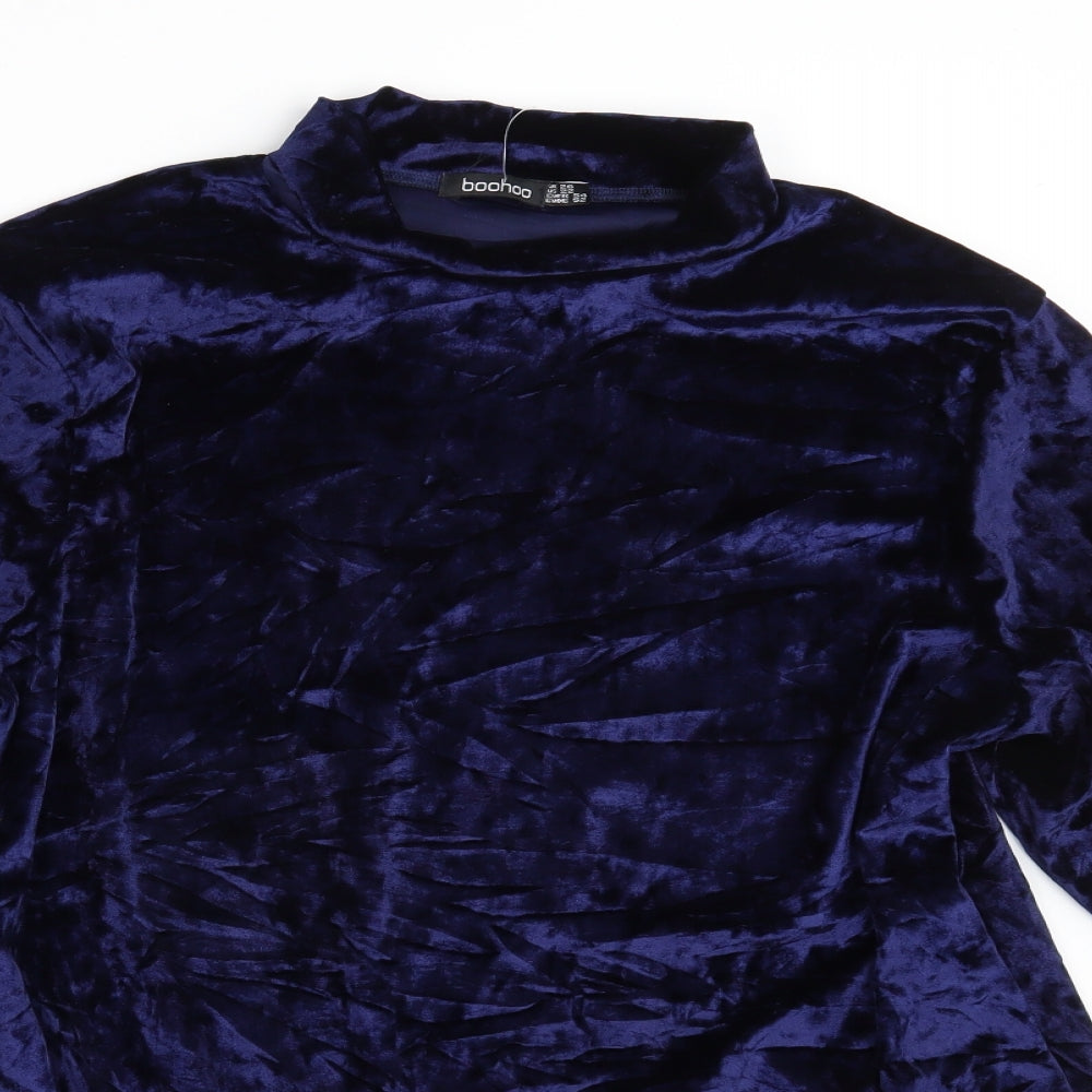 Boohoo Womens Blue  Velvet Bodysuit One-Piece Size 26