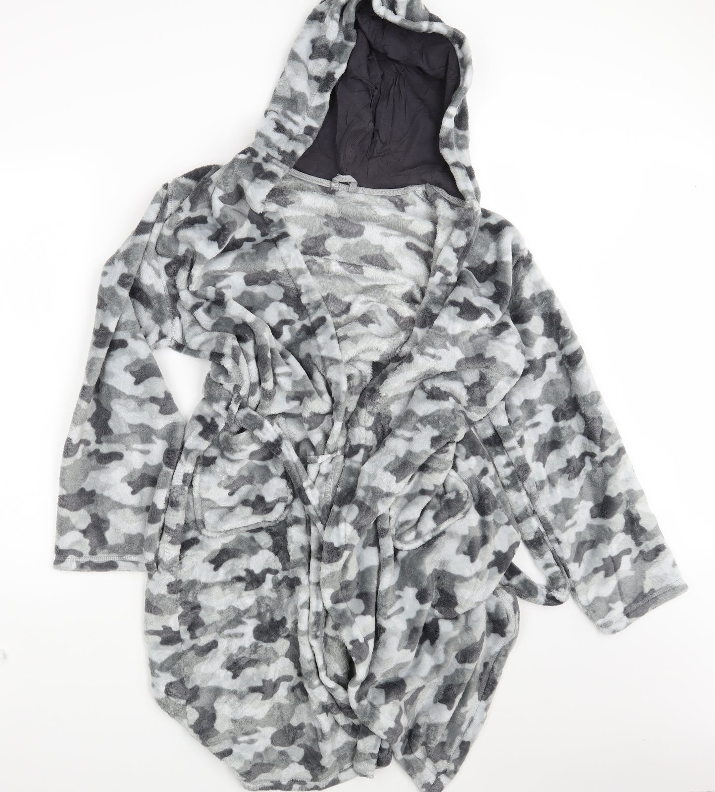 M&S Boys Grey Camouflage   Robe Size 15-16 Years