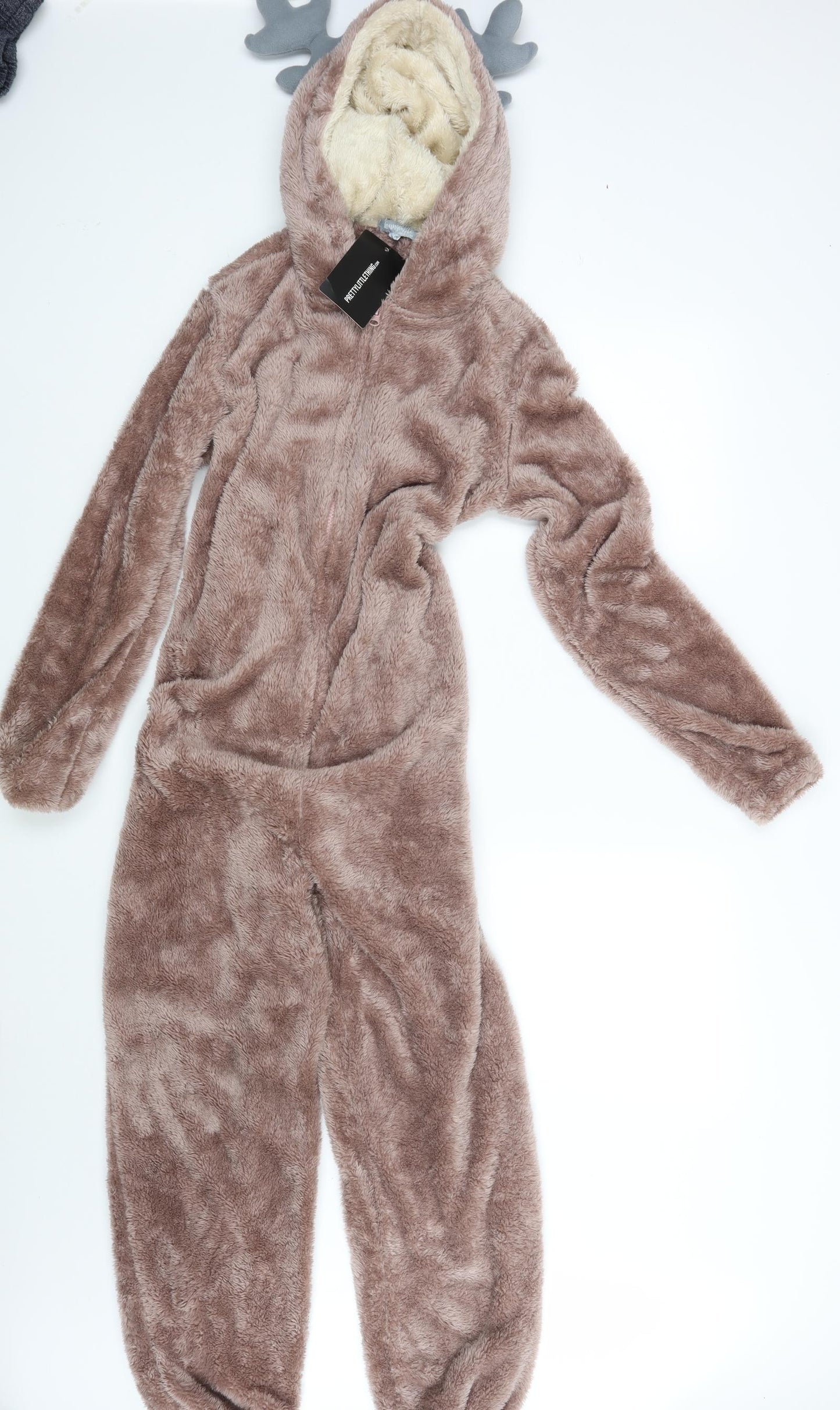PRETTYLITTLETHING Womens Brown   Coverall One-Piece Size S L29 in - Reindeer