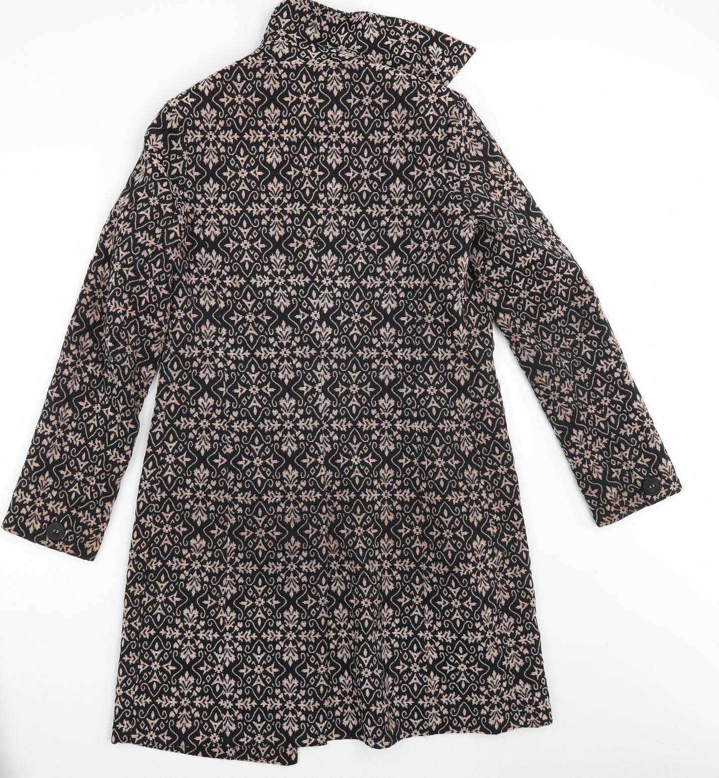 RJR.John Rocha Womens Black Fair Isle  Overcoat Coat Size 10