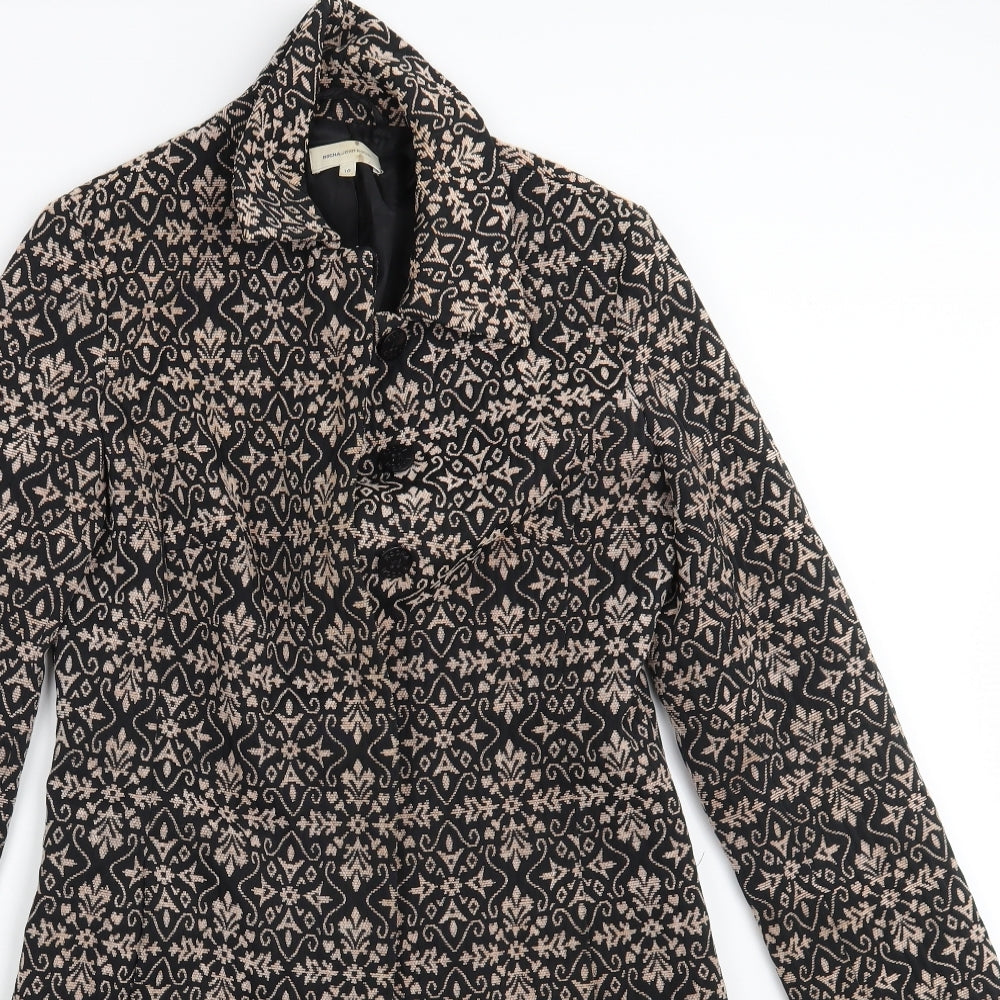 RJR.John Rocha Womens Black Fair Isle  Overcoat Coat Size 10
